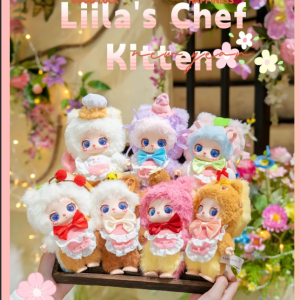 Imagen oficial del producto al por mayor de «Baby Three Liila V4: Gatito pastelero de peluche en caja sorpresa»