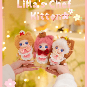 Imagen oficial del producto al por mayor de «Baby Three Liila V4: Gatito pastelero de peluche en caja sorpresa»