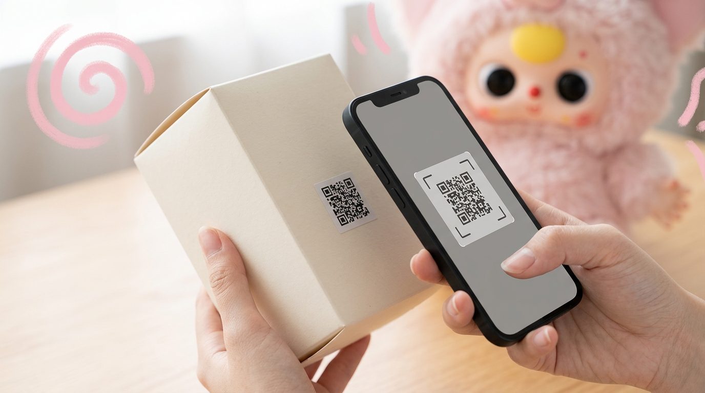 Scanning A Baby Three Blind Box Qr Security Code With A Smartphone