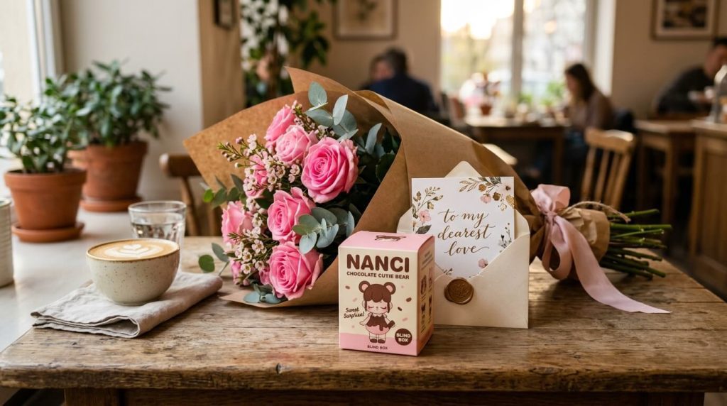 A Beautiful Lifestyle Shot Of A Romantic Gift Bundle Resting 2