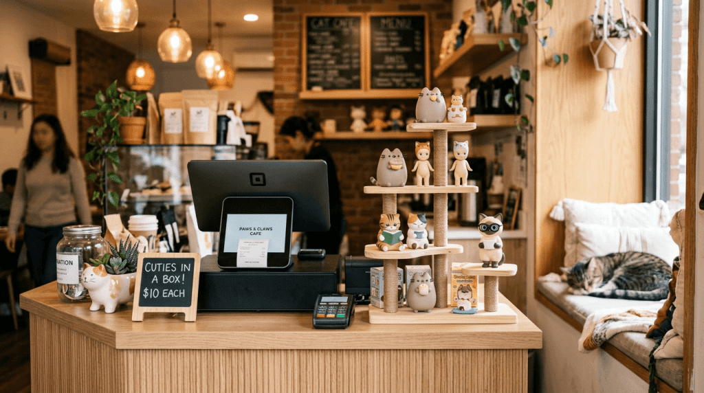 A Inviting Checkout Counter Inside A Trendy Cat Next To 2