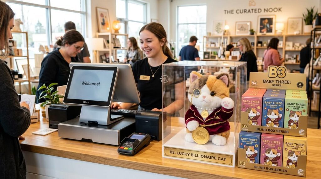 Beautifully Lit Retail Checkout Counter In A Modern Shop, Baby Three Billionaire Cat Stocking Guide