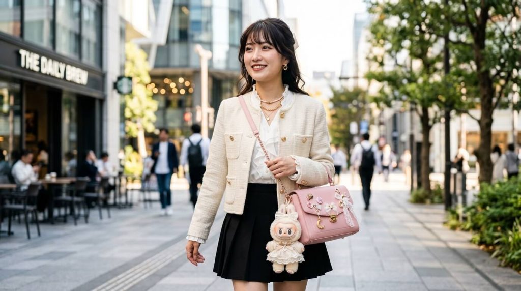 Close-Up Lifestyle Shot Of A Fashionable Young Woman, Styled Around The Nommi Sweetheart Bunny Plush Series