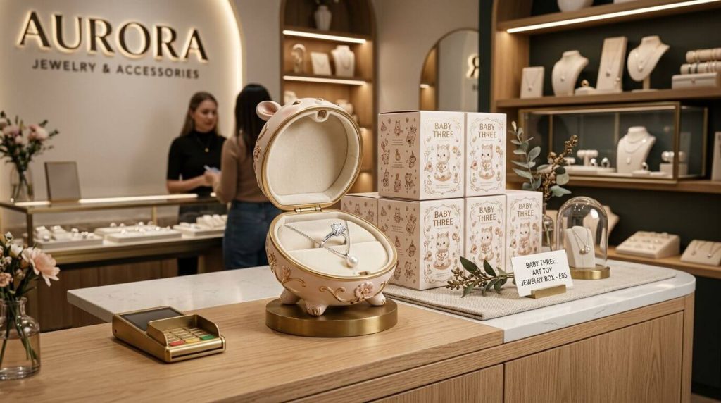 Elegant Modern Retail Display Styled For The Baby Three Jewelry Box Series Wholesale Guide