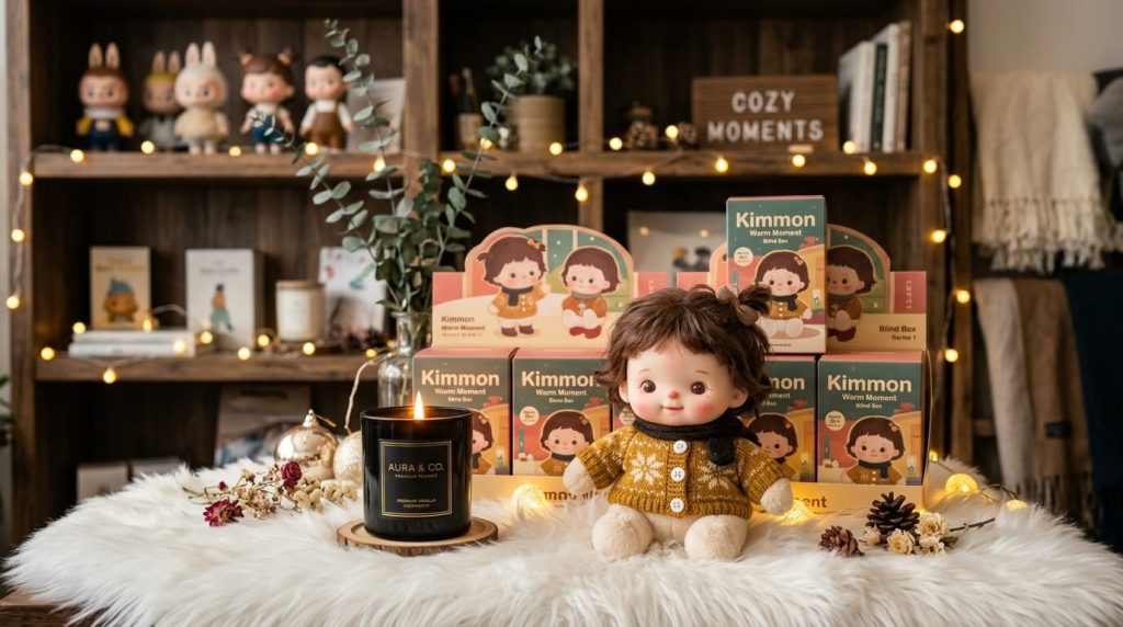 Warm Cozy Retail Display In A Premium Gift Store For The Kimmon Warm Moment Emotional Plush Series