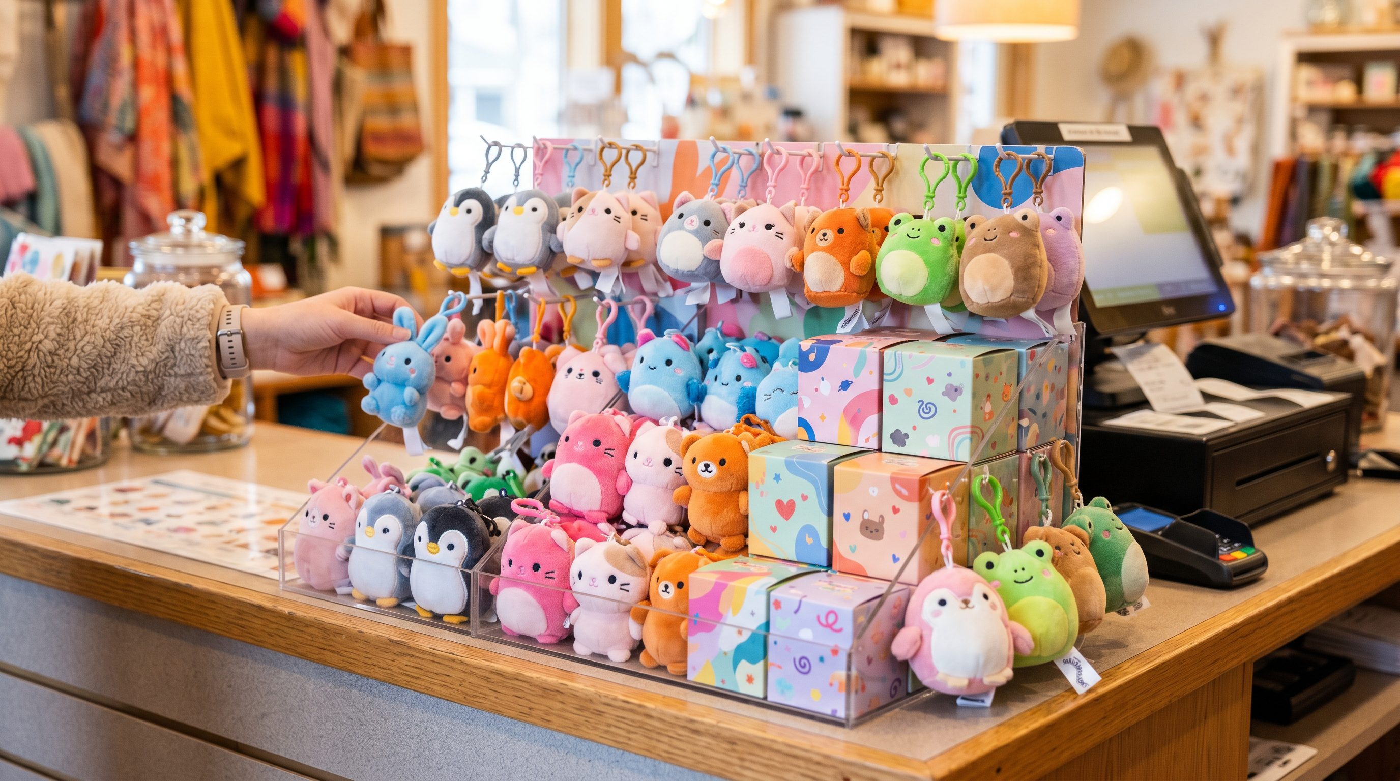 Checkout Counter Display For Plush Blind Boxes And Plush Keychains