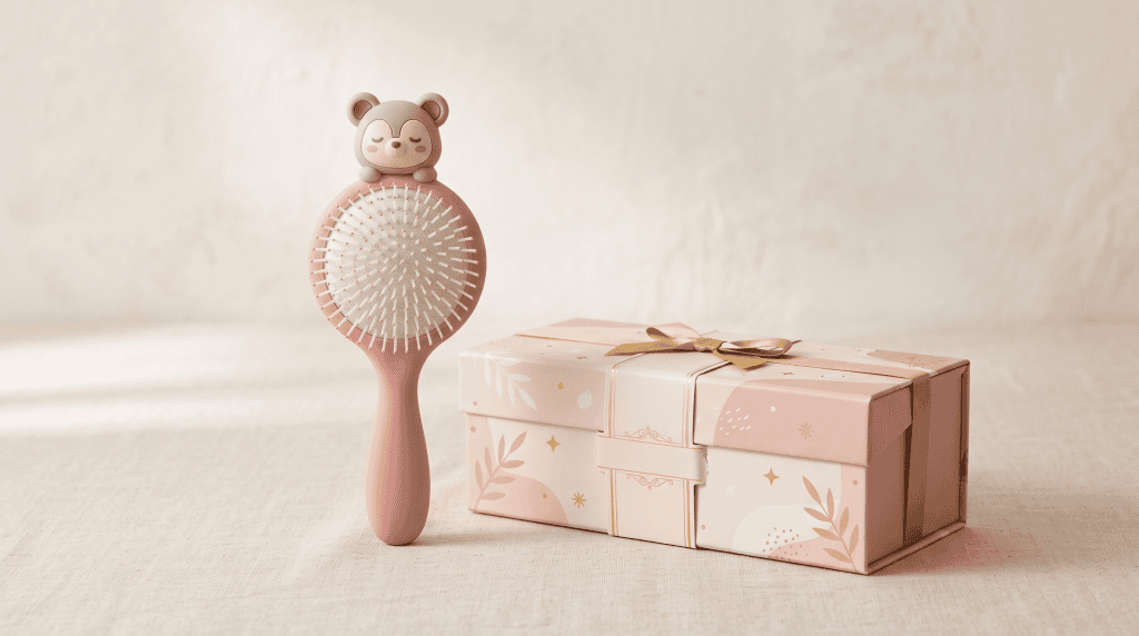 Baby Three Hair Brush Beauty Accessory Retail Presentation