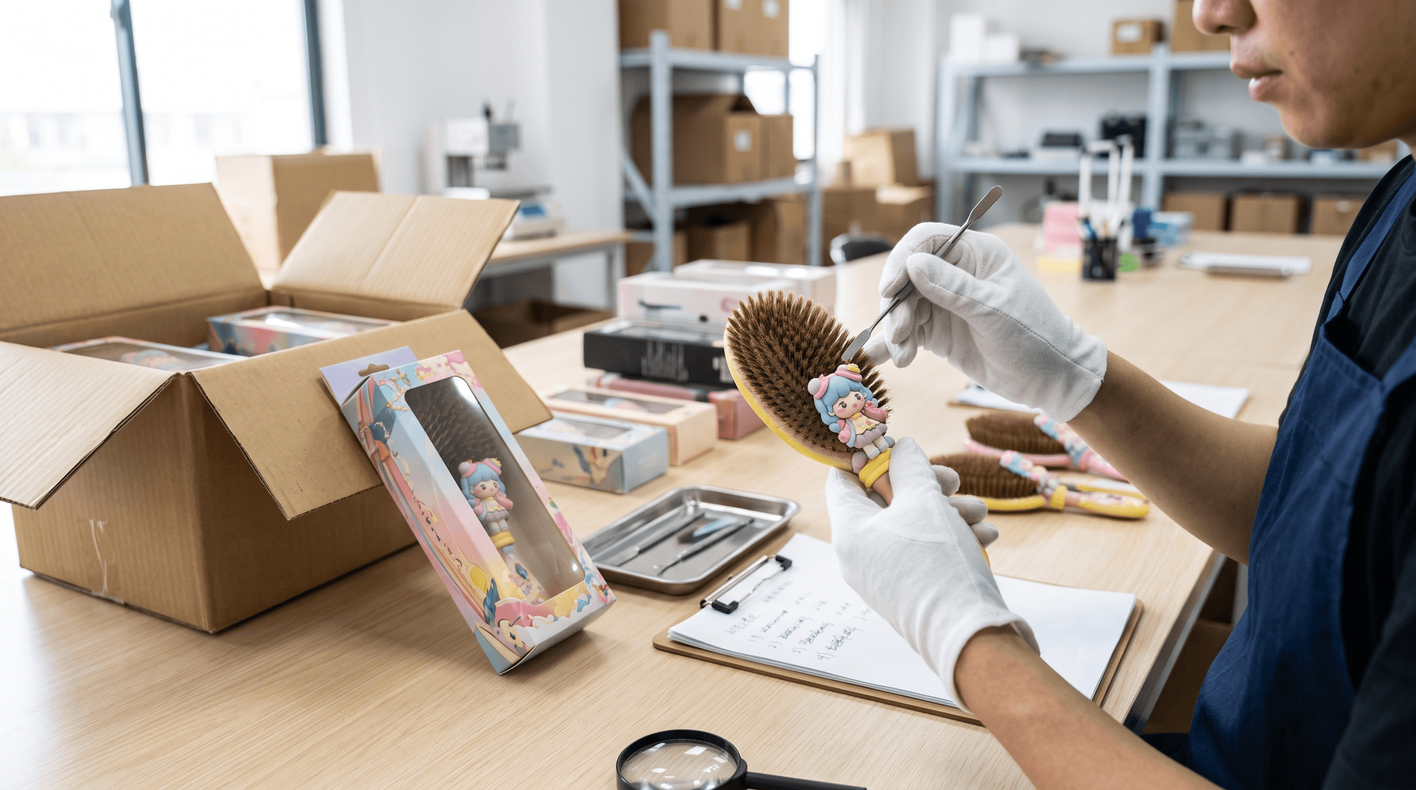 Baby Three Hair Brush Packaging And Quality Checks