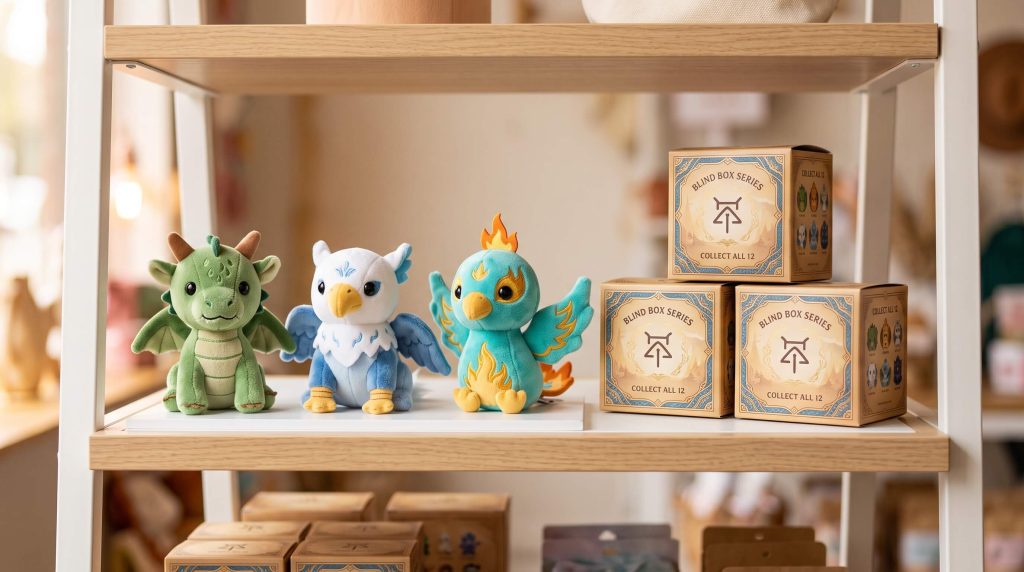 Baby Three Havoc In Heaven Plush Blind Box Myth-Inspired Retail Display