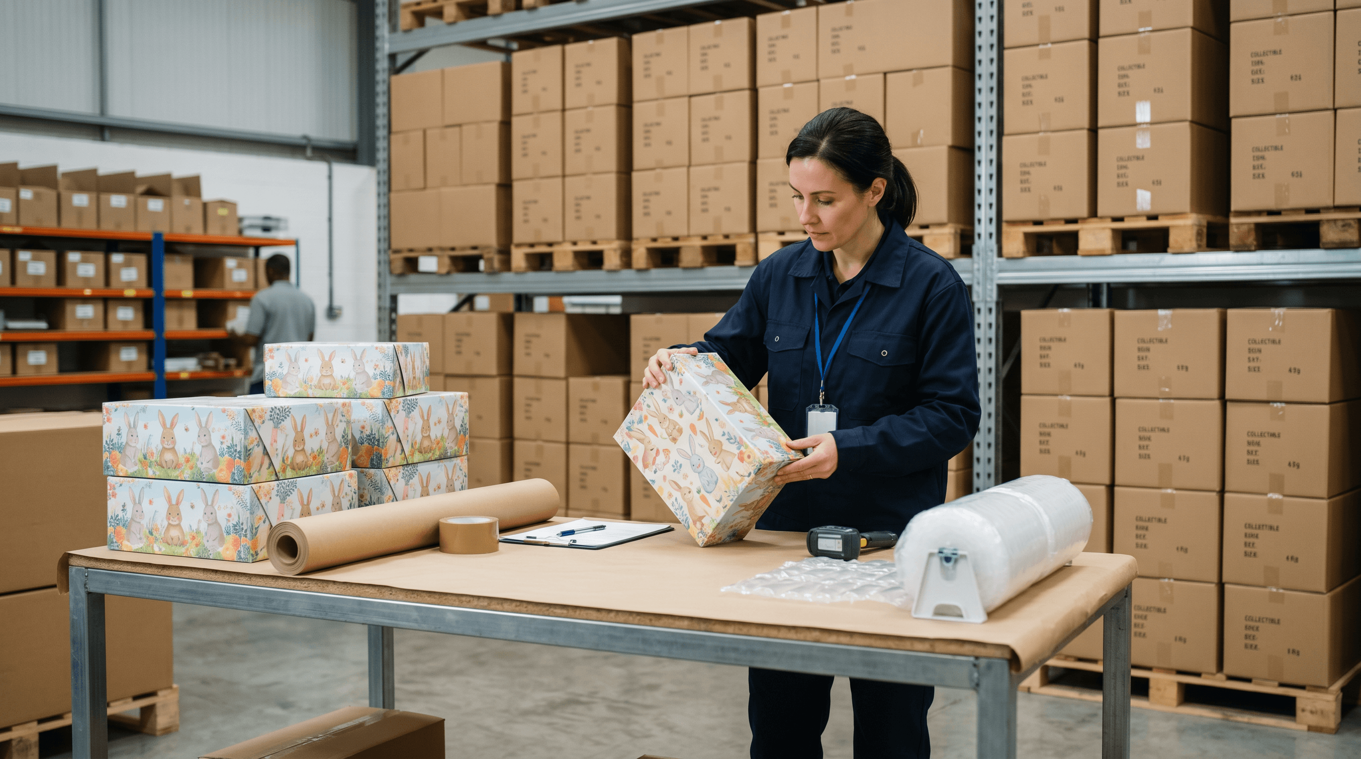 Packaging Inspection For Baby Three Lily Rabbit Collectible Stock