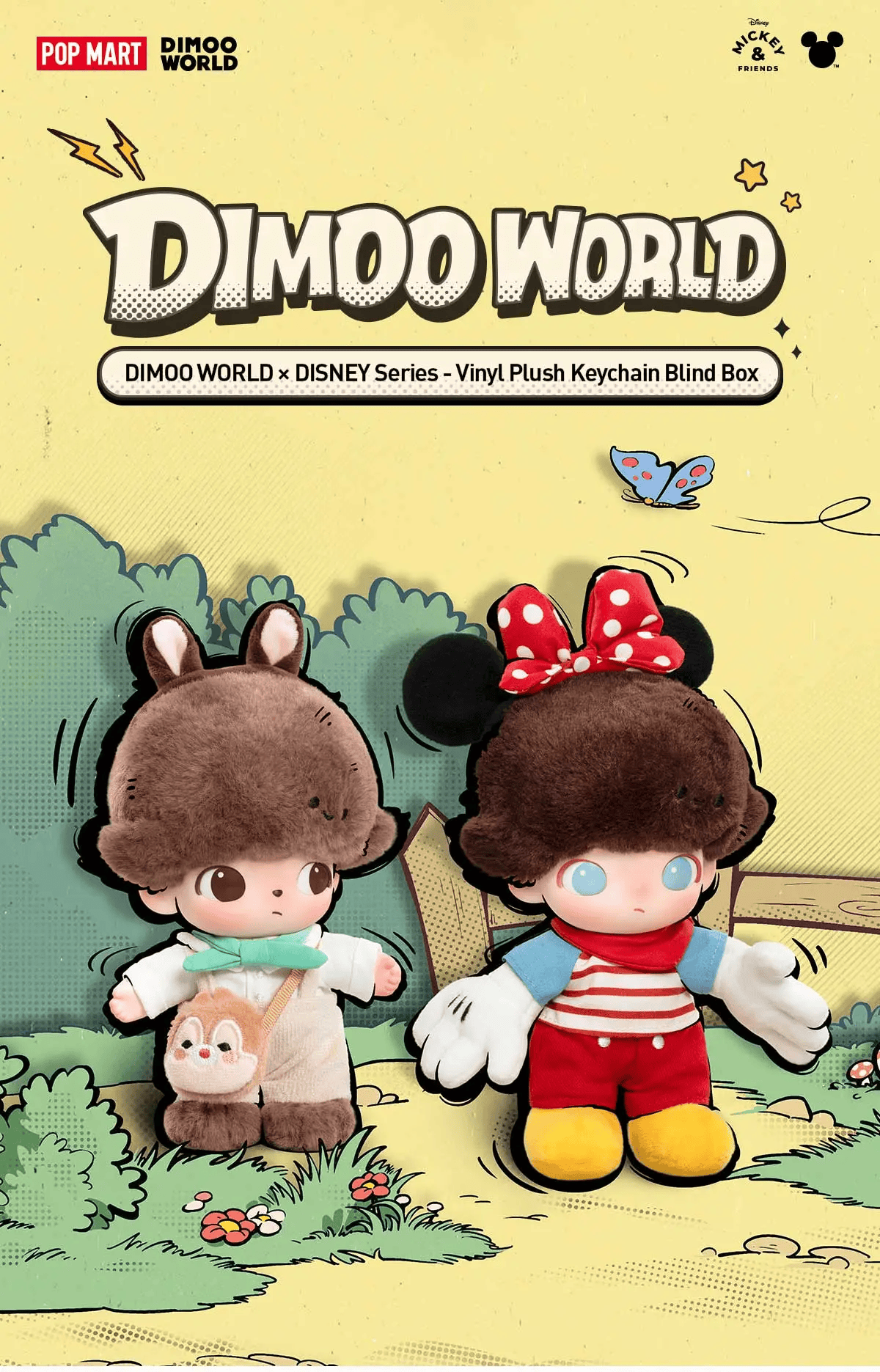 Pop Mart Dimoo World X Disney Series-Vinyl Plush Keychain Blind Box