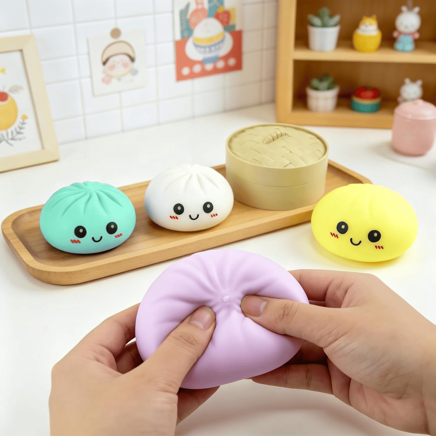Dumplings Squishy Dumpling Squeeze With Smile Stress Relief Anxiety Squeeze Toys