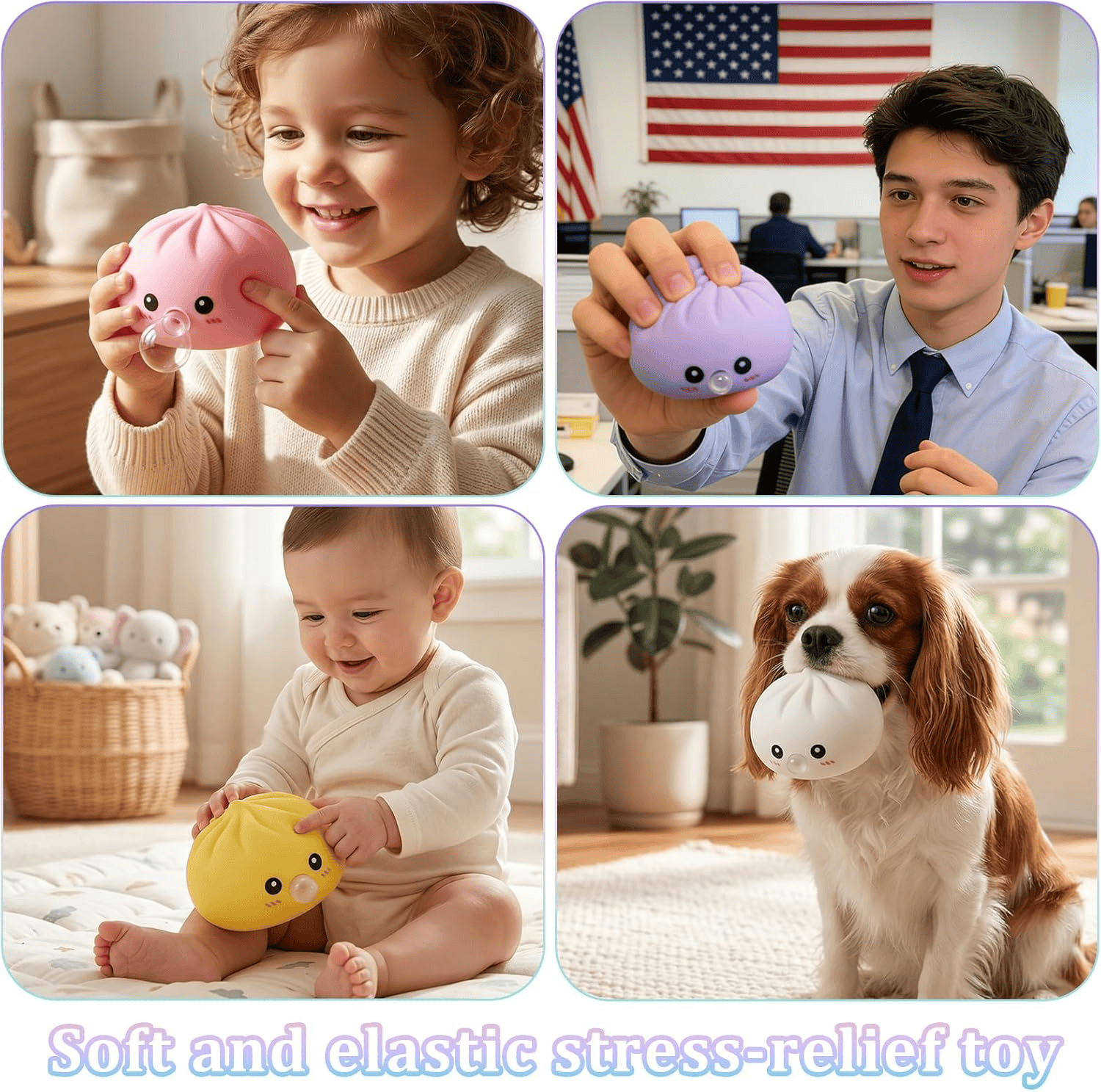 Dumpling Squishy Toy With Bubble Blowing Feature Squishy Dumpling Stress Relief Toy