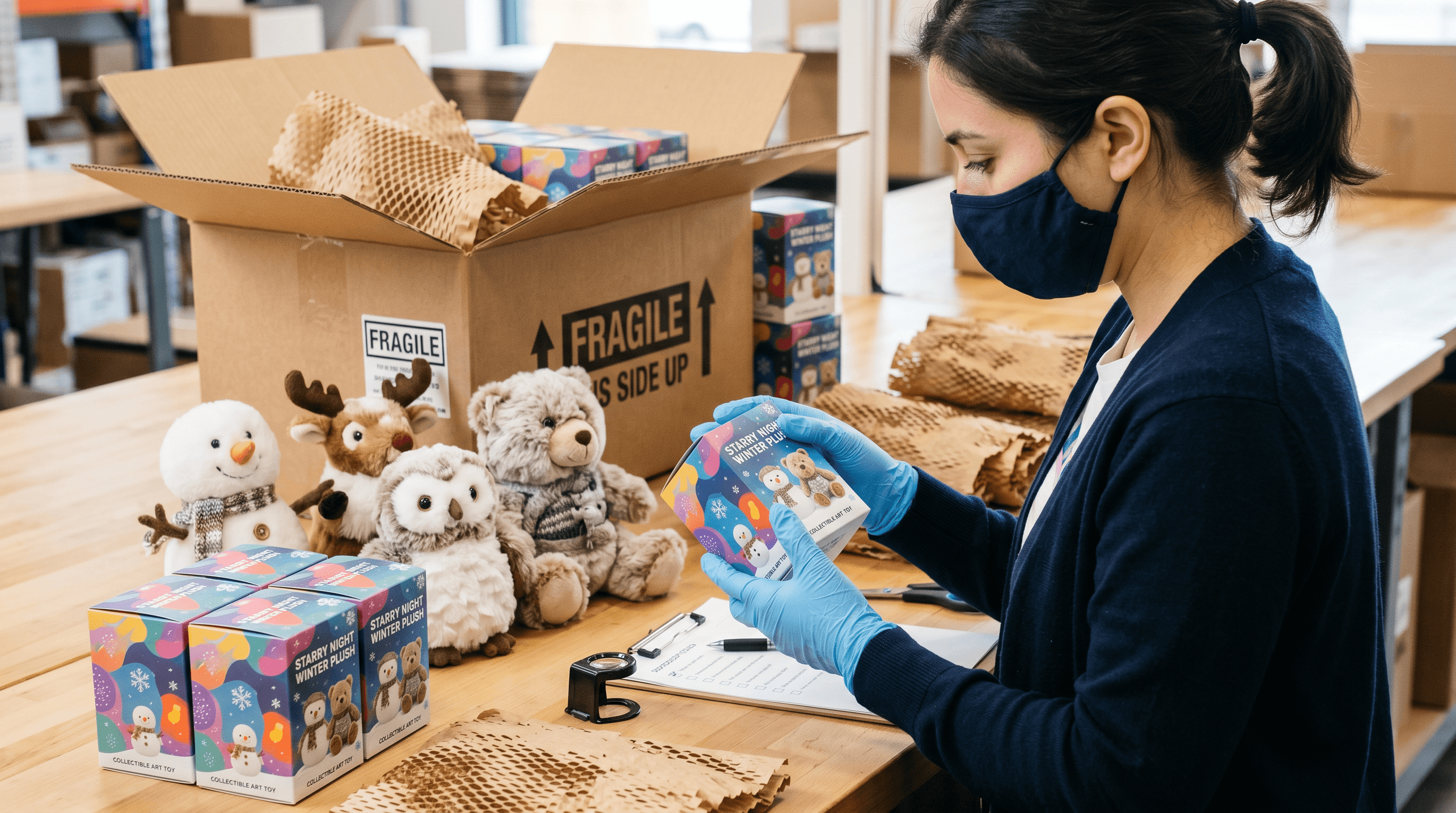 Winter Plush Blind Box Packaging And Quality Check