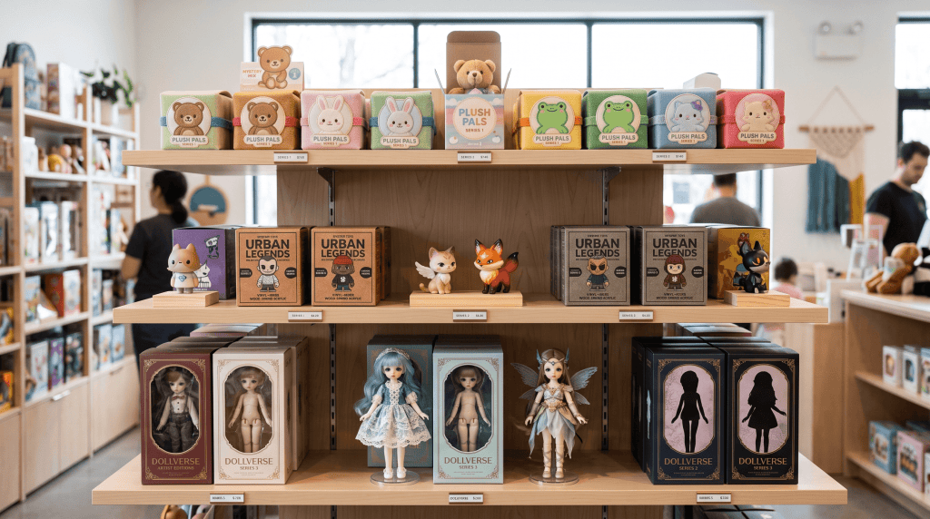 Entry-Level Plush And Premium Bjd Blind Boxes Arranged As A Retail Price Ladder