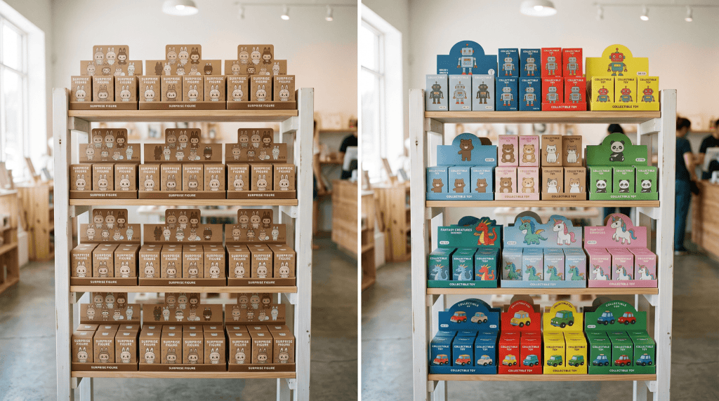 Single-Brand And Multi-Brand Blind Box Assortments In A Small Retail Store
