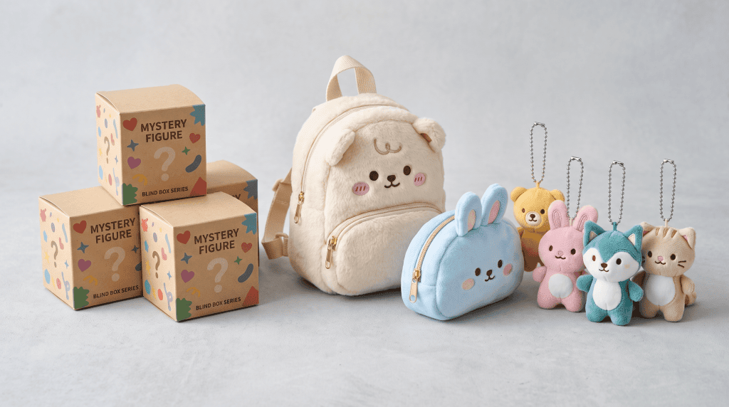 Wearable Blind Box Products Including A Backpack, Zipper Bag And Plush Charms