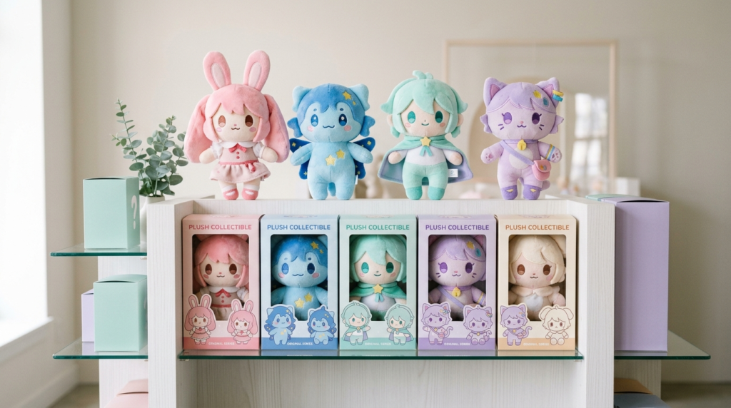 Chuichui Plush Toys Displayed As Anime Collectibles