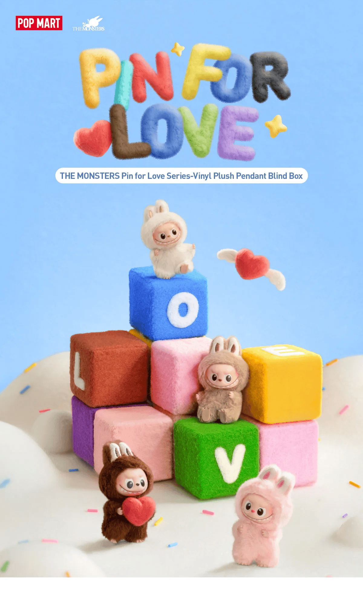 The Monsters Pin For Love Series-Vinyl Plush Pendant Blind Box (N-Z)