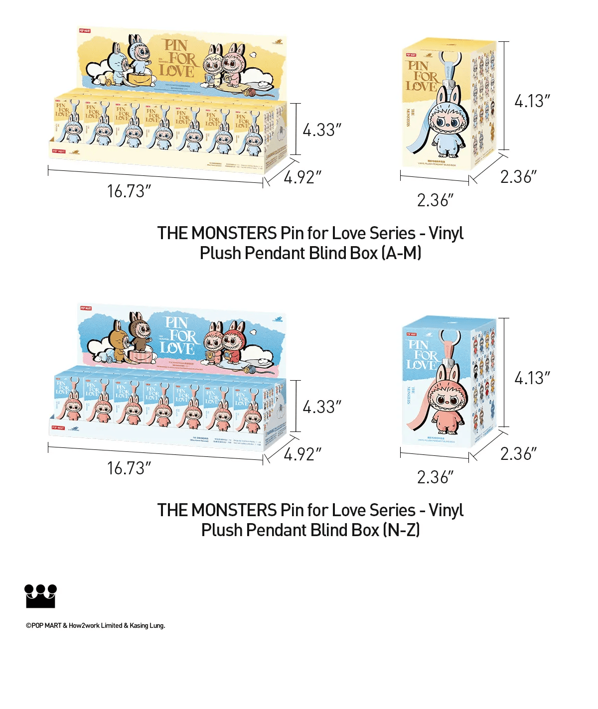 The Monsters Pin For Love Series-Vinyl Plush Pendant Blind Box (A-M)