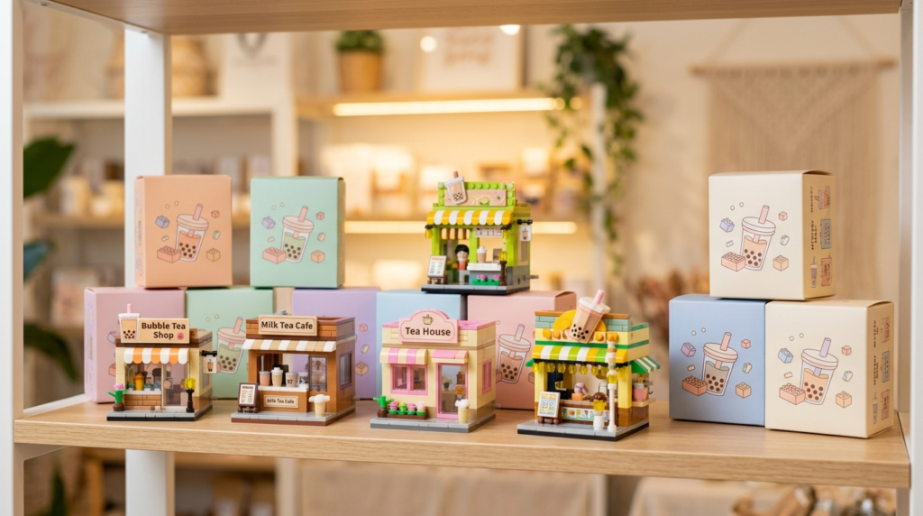 Milk Tea Blind Boxes And Building Block Models For A Retail Gift Shop