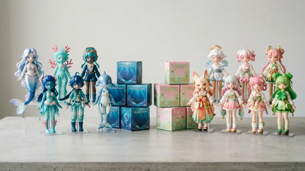 Minty Ocean Gem And Minty Little Lucky Spirits 1/8 Bjd Blind Box Comparison