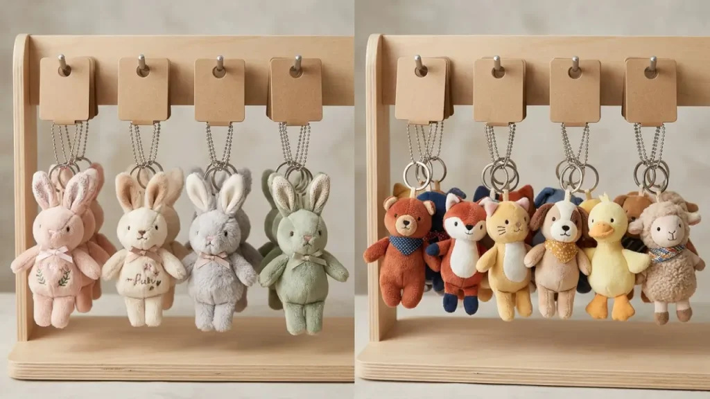 Alien Stage Rabbit Series And Aahs Mini Plush Pendant Comparison Display