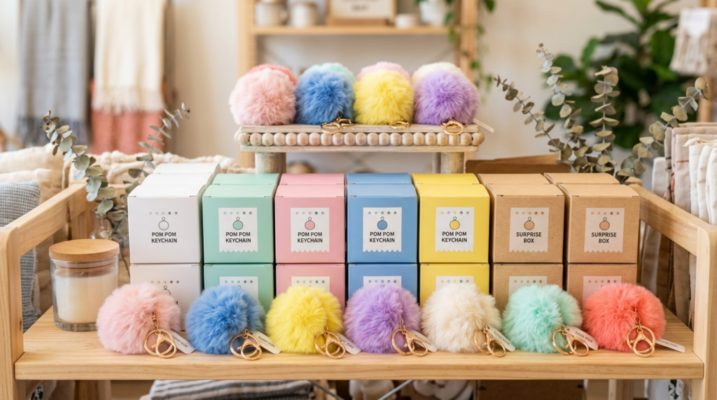 Pom Pom Keychain Blind Boxes For Gift And Anime Stores