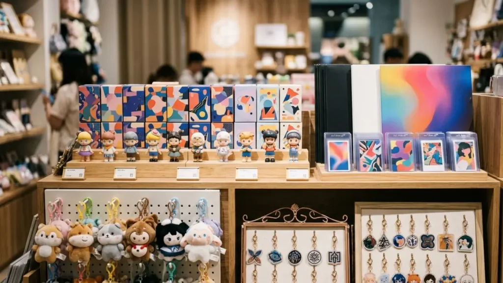 Blind Box Products Displayed For A K-Pop And Anime Merchandise Store