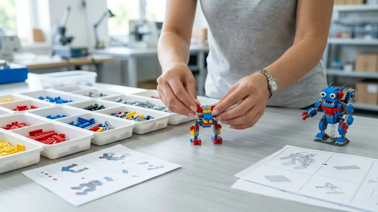Buyer Checking Component Fit And Assembly Quality In A Blind Box Building Toy Sample