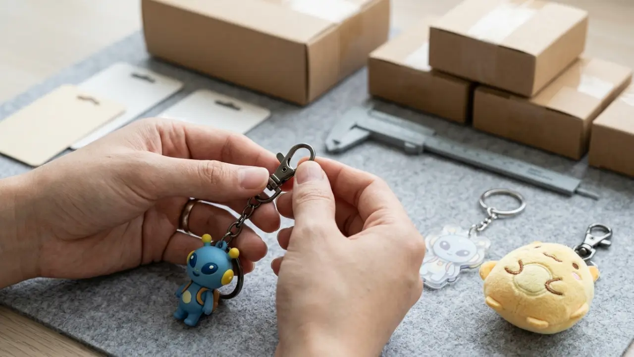 Inspecting Character Keychain Hardware And Packaging Before A Retail Order