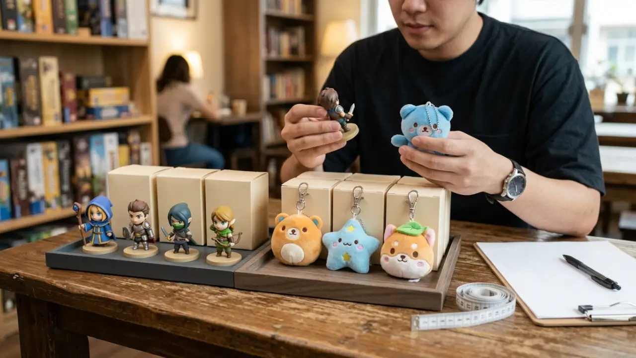 Small Figures And Plush Pendants Compared For A Game Cafe Blind Box Assortment