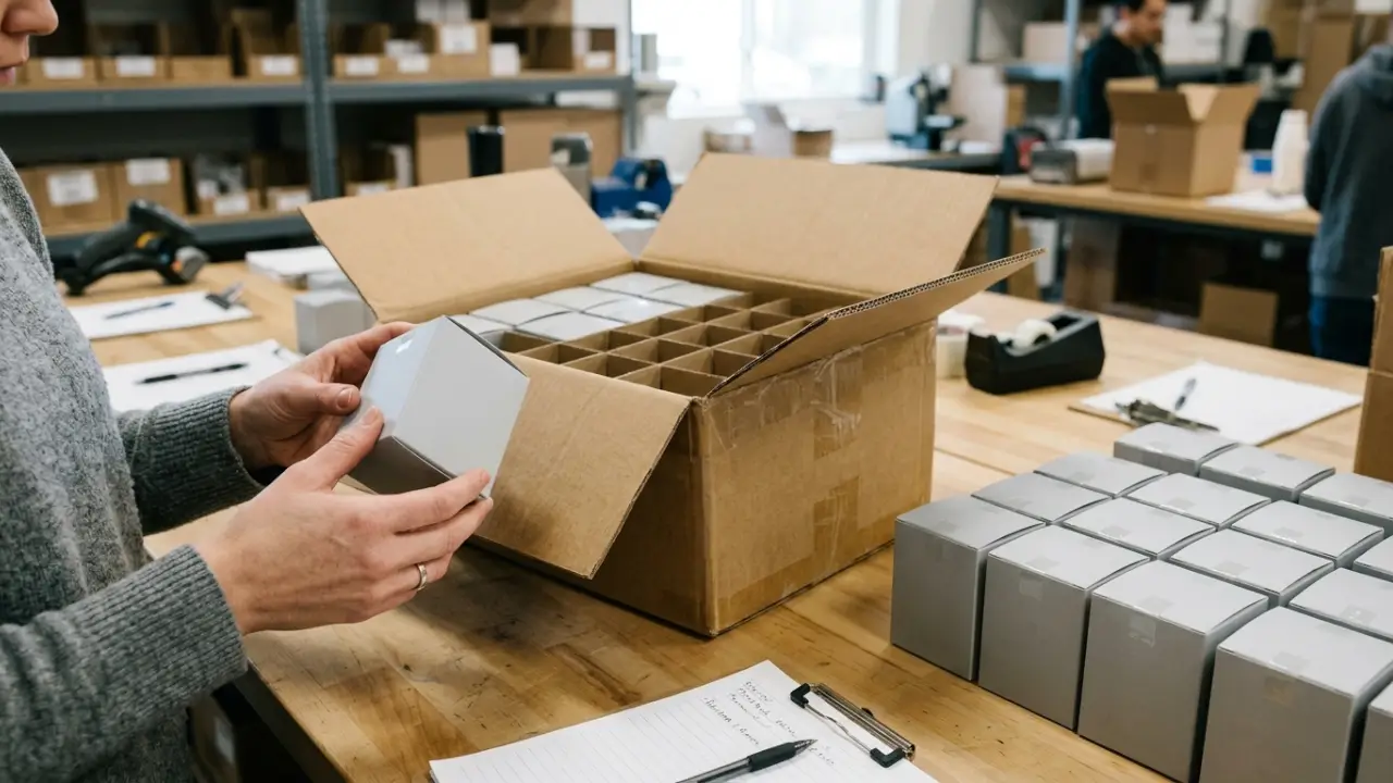 Buyer Inspecting Sealed Blind Box Packaging And Protective Shipping Dividers