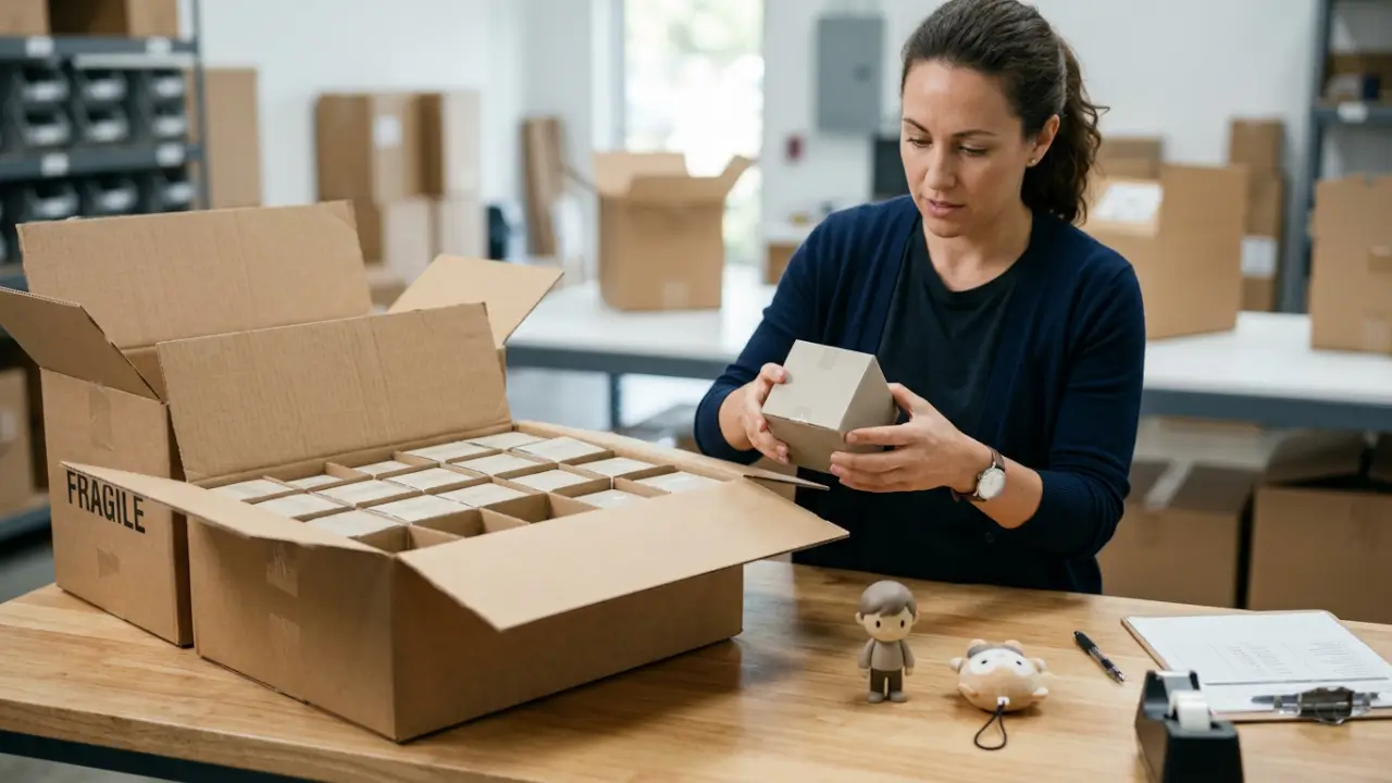 Retail Buyer Checking Blind Box Packaging And Samples Before A Lifestyle Store Order
