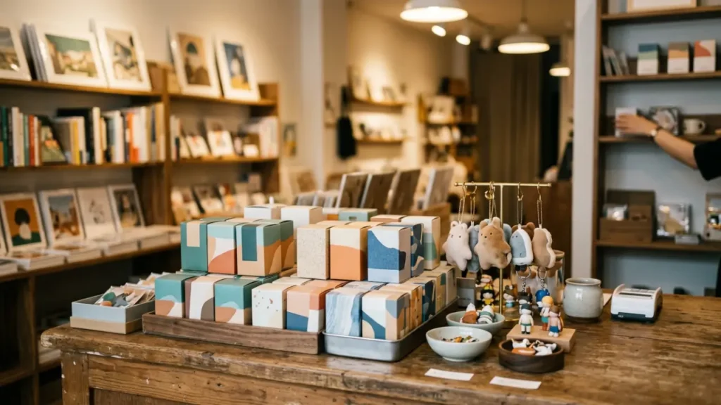 Compact Blind Box Products Display In A Small Collectible Store With Limited Shelf Space