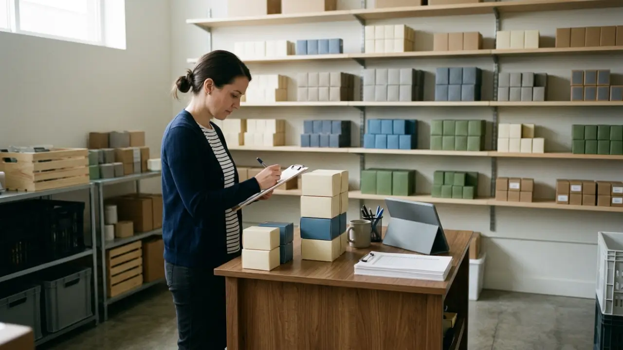 Small-Store Buyer Counting Sealed Blind Box Stock Before Planning A Reorder
