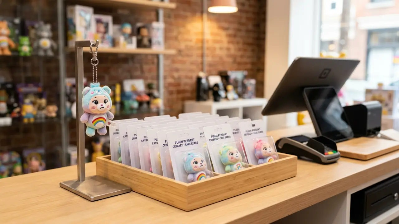 Retail Display Planning For Care Bears Plush Pendants With A Separate Hanging Sample
