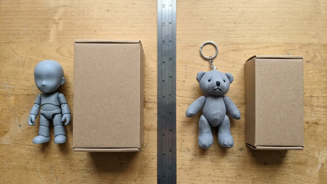 Figure And Plush Keychain Samples Arranged For Sku And Packaging Comparison