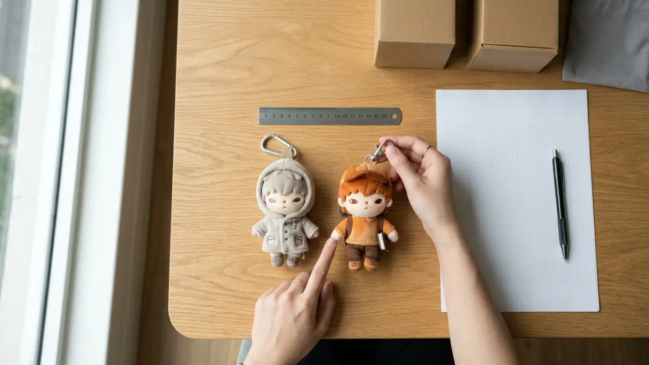 Size And Attachment Comparison Process For Hirono Plush Pendant Samples