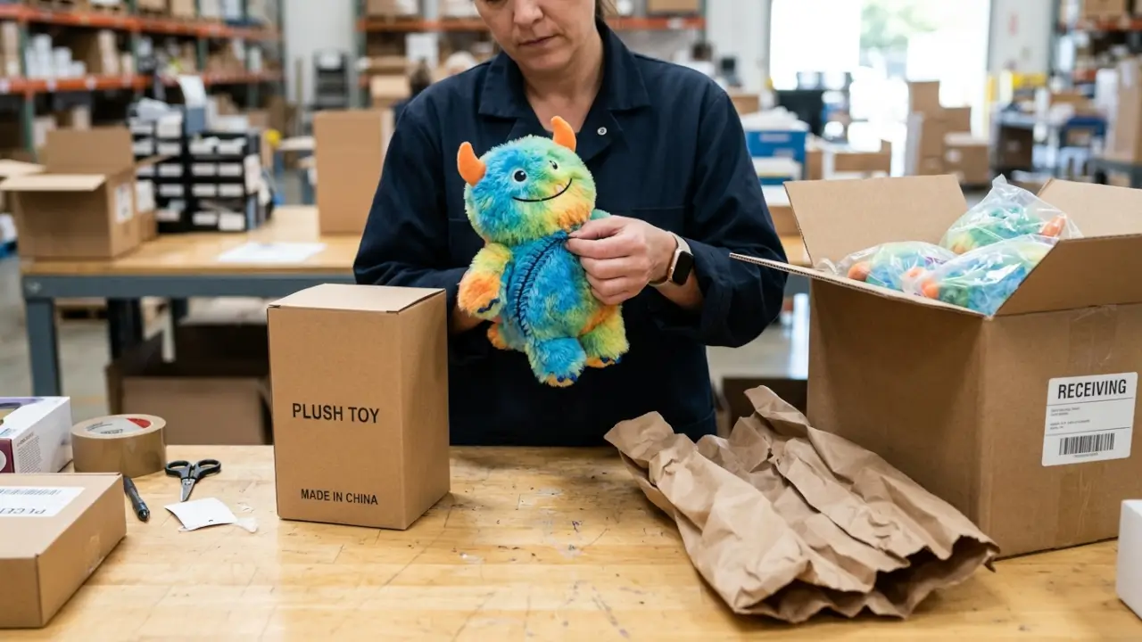 Monster Plush Seam Inspection And Gift Packaging Checks Before Retail Display