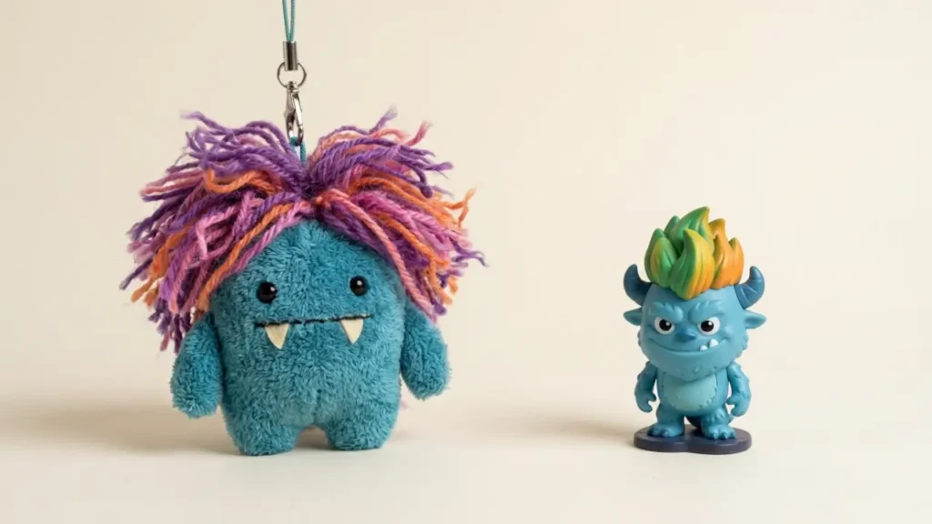 Illustrative Plush Pendant And Miniature Figure Comparison For The Monsters Hair Salon Buyers